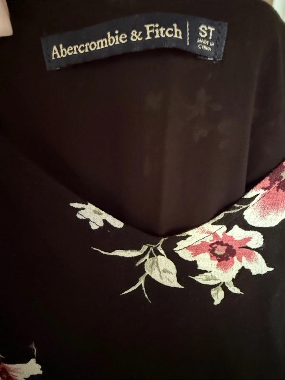 Black Floral Slip Midi Dress with side slit and Pink Accents Size Small Tall